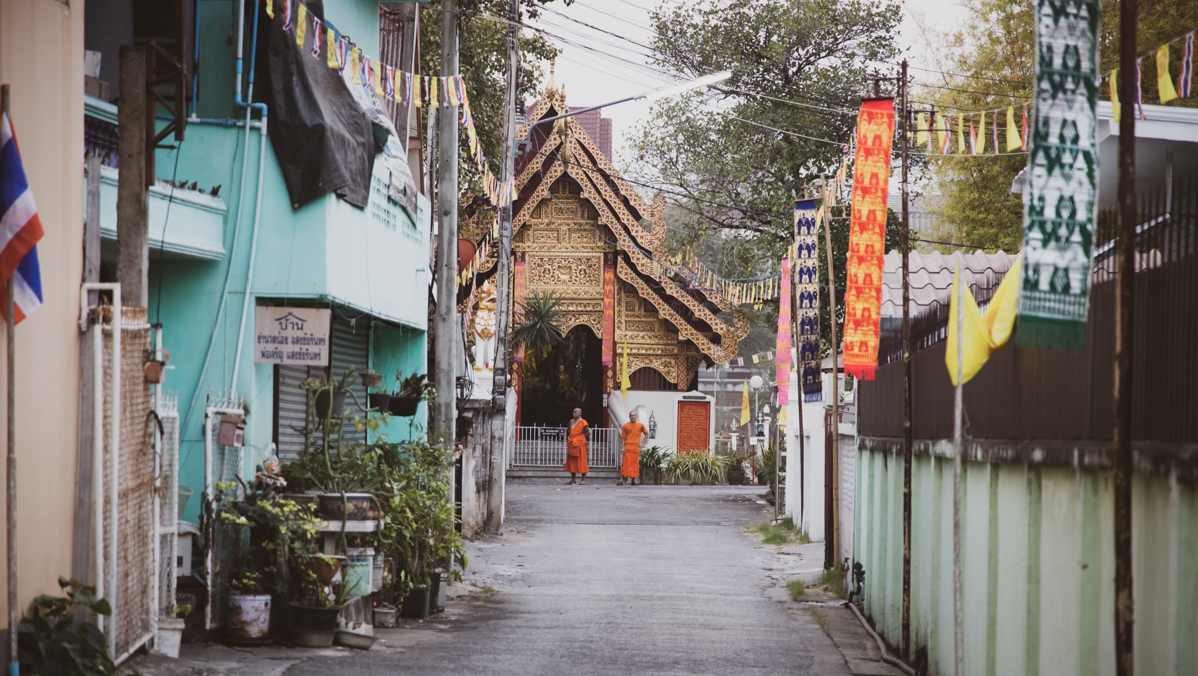 Temple street in Chiang Mai, Thailand